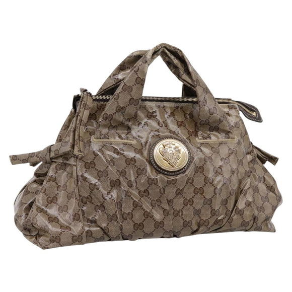 GUCCI GG Crystal Histeria Hand Bag Coated Canvas Beige Gold 197020 Auth 199055