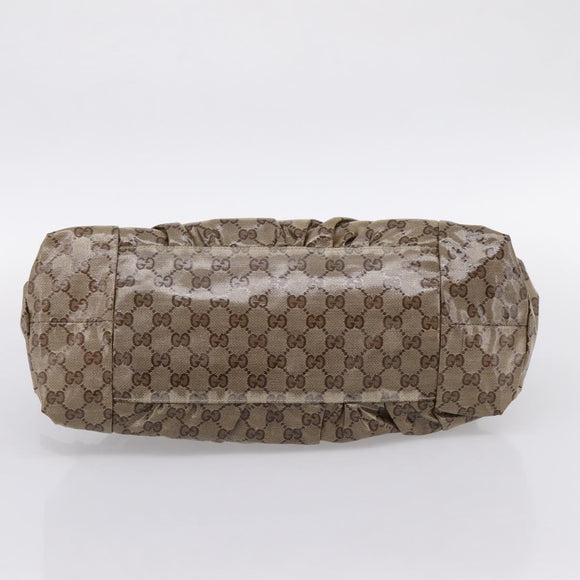 GUCCI GG Crystal Histeria Hand Bag Coated Canvas Beige Gold 197020 Auth 199055