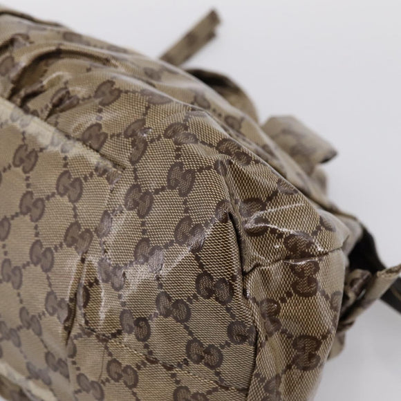 GUCCI GG Crystal Histeria Hand Bag Coated Canvas Beige Gold 197020 Auth 199055