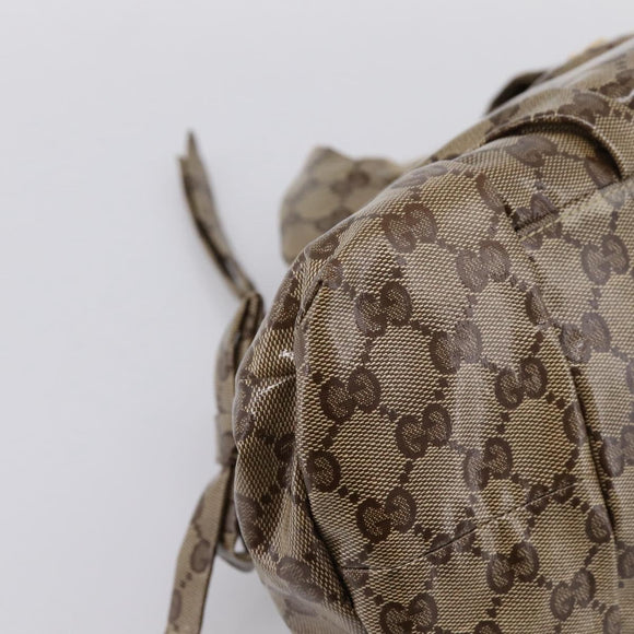GUCCI GG Crystal Histeria Hand Bag Coated Canvas Beige Gold 197020 Auth 199055