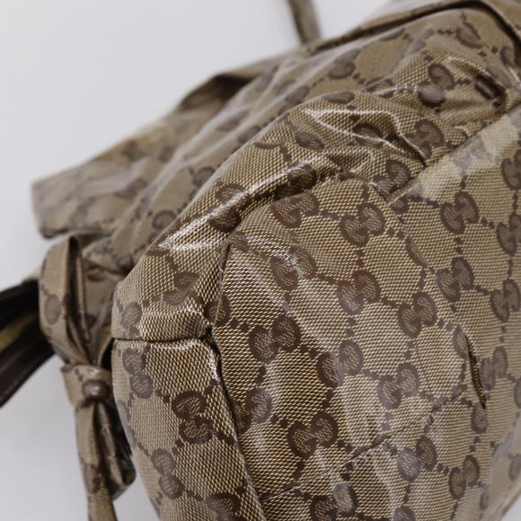 GUCCI GG Crystal Histeria Hand Bag Coated Canvas Beige Gold 197020 Auth 199055