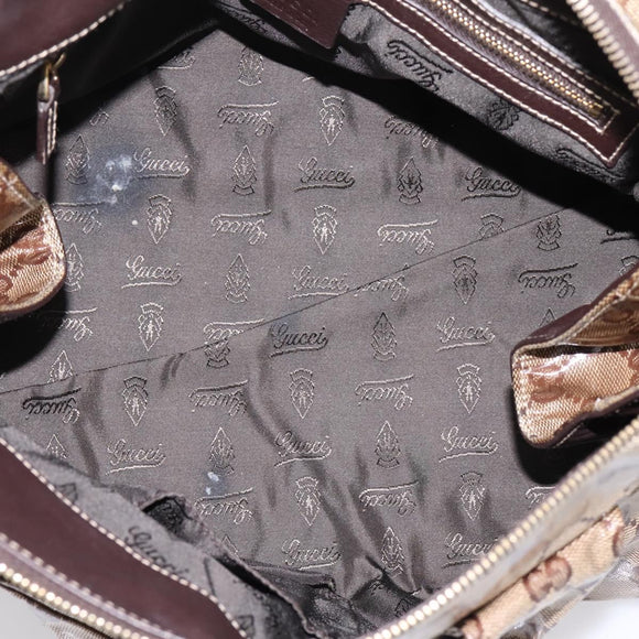 GUCCI GG Crystal Histeria Hand Bag Coated Canvas Beige Gold 197020 Auth 199055