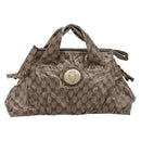 GUCCI GG Crystal Histeria Hand Bag Coated Canvas Beige Gold 197020 Auth 199055-2