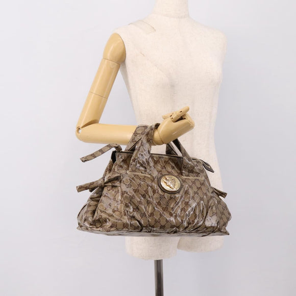 GUCCI GG Crystal Histeria Hand Bag Coated Canvas Beige Gold 197020 Auth 199055