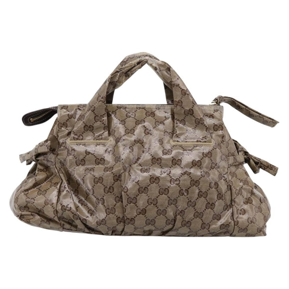 GUCCI GG Crystal Histeria Hand Bag Coated Canvas Beige Gold 197020 Auth 199055