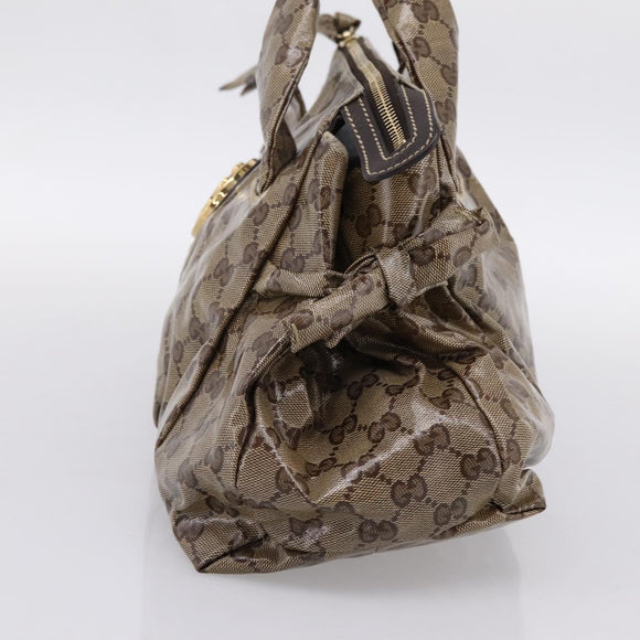 GUCCI GG Crystal Histeria Hand Bag Coated Canvas Beige Gold 197020 Auth 199055