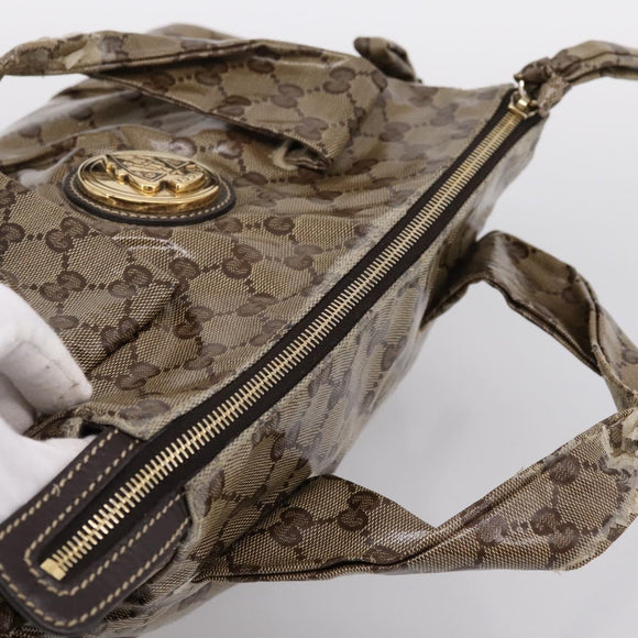 GUCCI GG Crystal Histeria Hand Bag Coated Canvas Beige Gold 197020 Auth 199055
