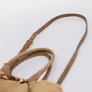 PRADA Hand Bag Leather 2way Beige Gold Auth 199056-9