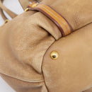 PRADA Hand Bag Leather 2way Beige Gold Auth 199056-16