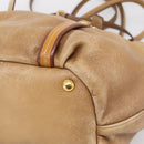 PRADA Hand Bag Leather 2way Beige Gold Auth 199056-17