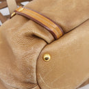 PRADA Hand Bag Leather 2way Beige Gold Auth 199056-10