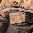 PRADA Hand Bag Leather 2way Beige Gold Auth 199056-18