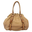 PRADA Hand Bag Leather 2way Beige Gold Auth 199056-13