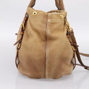 PRADA Hand Bag Leather 2way Beige Gold Auth 199056-3