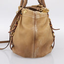 PRADA Hand Bag Leather 2way Beige Gold Auth 199056-4