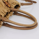PRADA Hand Bag Leather 2way Beige Gold Auth 199056-7