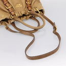 PRADA Hand Bag Leather 2way Beige Gold Auth 199056-8