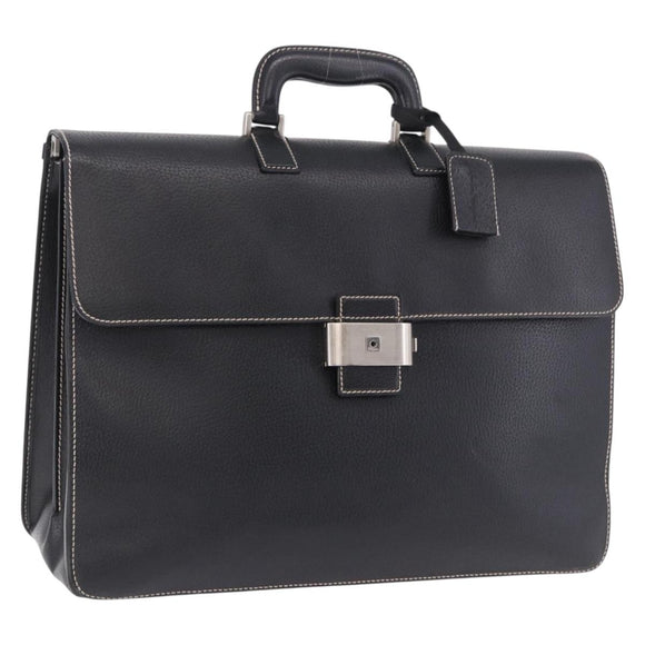 Salvatore Ferragamo Business Bag Leather Black Silver Auth 199057