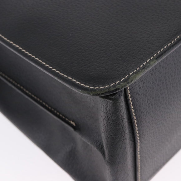 Salvatore Ferragamo Business Bag Leather Black Silver Auth 199057