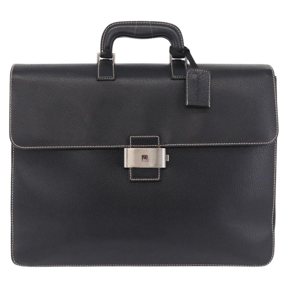 Salvatore Ferragamo Business Bag Leather Black Silver Auth 199057