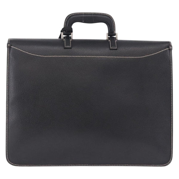 Salvatore Ferragamo Business Bag Leather Black Silver Auth 199057