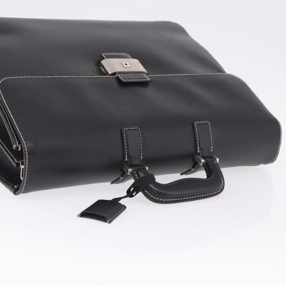 Salvatore Ferragamo Business Bag Leather Black Silver Auth 199057