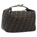 FENDI Zucca Canvas Vanity Hand Bag Brown Gold Tone Auth 199059-1