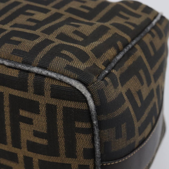 FENDI Zucca Canvas Vanity Hand Bag Brown Gold Tone Auth 199059