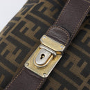 FENDI Zucca Canvas Vanity Hand Bag Brown Gold Tone Auth 199059-17