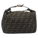 FENDI Zucca Canvas Vanity Hand Bag Brown Gold Tone Auth 199059-13