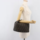 FENDI Zucca Canvas Vanity Hand Bag Brown Gold Tone Auth 199059-23