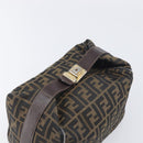 FENDI Zucca Canvas Vanity Hand Bag Brown Gold Tone Auth 199059-6