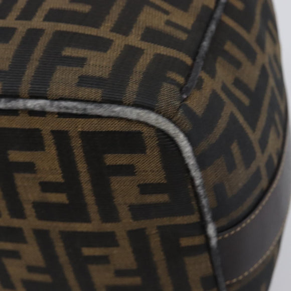 FENDI Zucca Canvas Vanity Hand Bag Brown Gold Tone Auth 199059