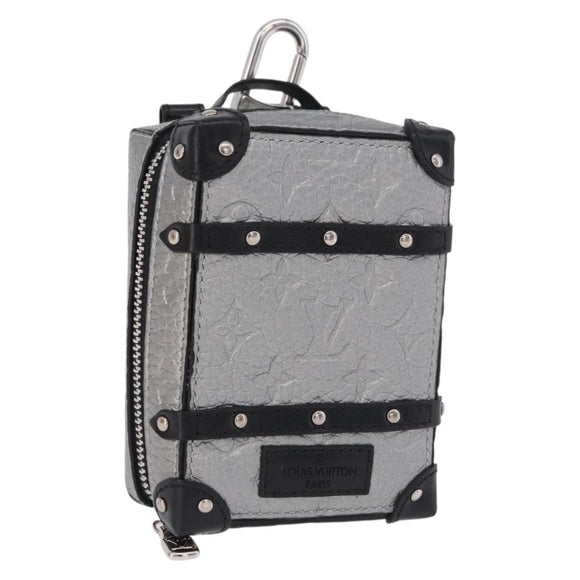 LOUIS VUITTON Monogram BackpackTrunk Charm Silver Black M01392 LV Auth 199063M