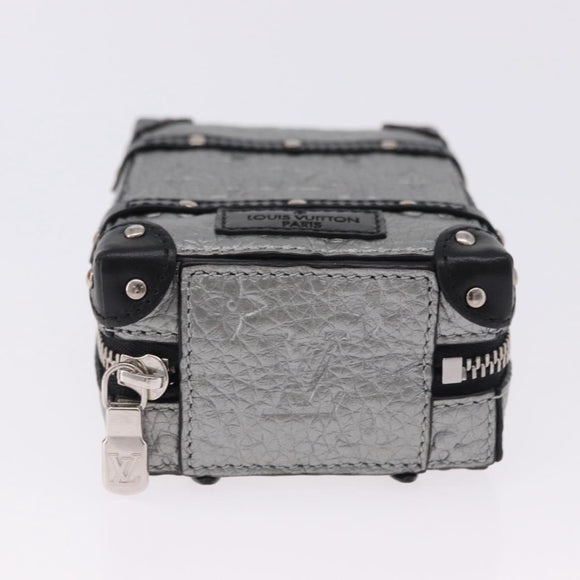 LOUIS VUITTON Monogram BackpackTrunk Charm Silver Black M01392 LV Auth 199063M