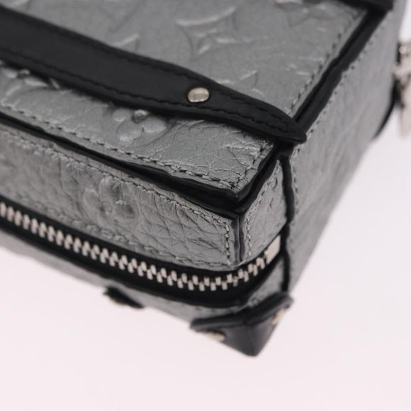 LOUIS VUITTON Monogram BackpackTrunk Charm Silver Black M01392 LV Auth 199063M