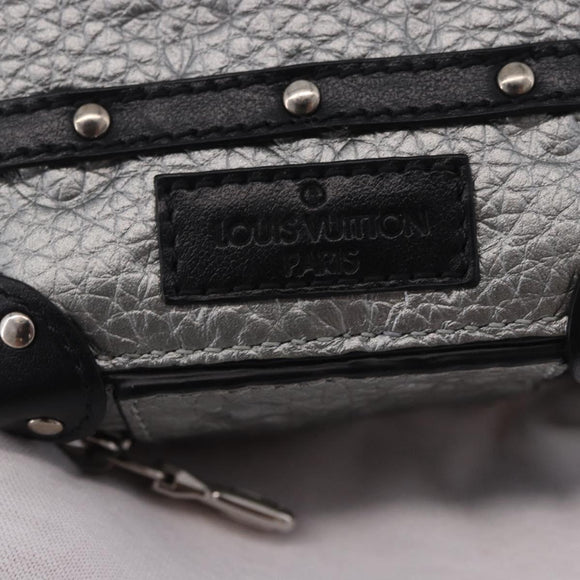 LOUIS VUITTON Monogram BackpackTrunk Charm Silver Black M01392 LV Auth 199063M