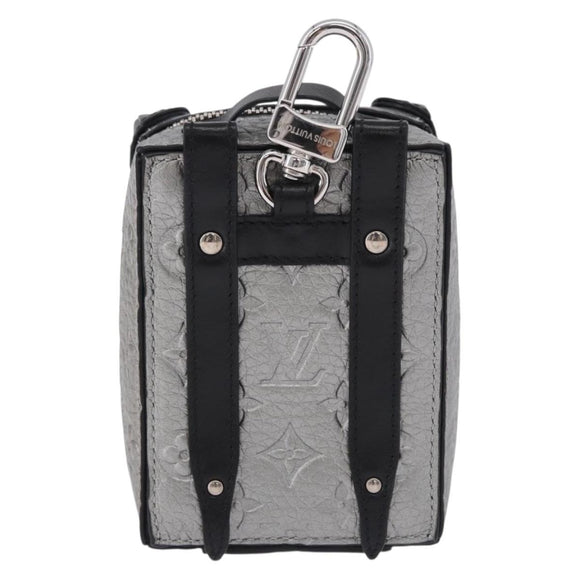 LOUIS VUITTON Monogram BackpackTrunk Charm Silver Black M01392 LV Auth 199063M
