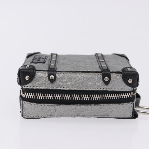 LOUIS VUITTON Monogram BackpackTrunk Charm Silver Black M01392 LV Auth 199063M