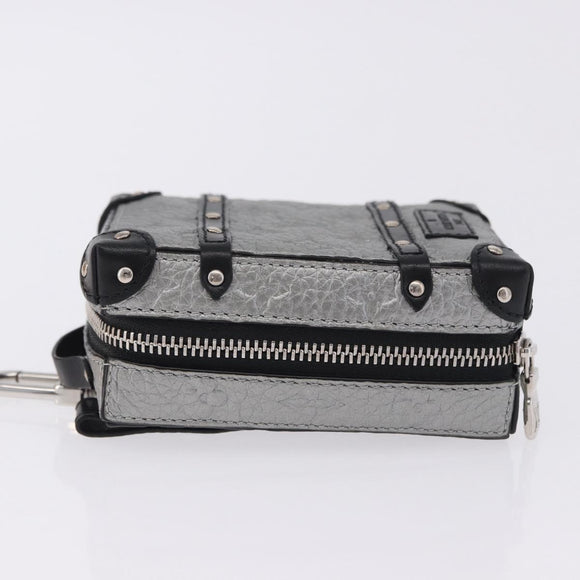 LOUIS VUITTON Monogram BackpackTrunk Charm Silver Black M01392 LV Auth 199063M
