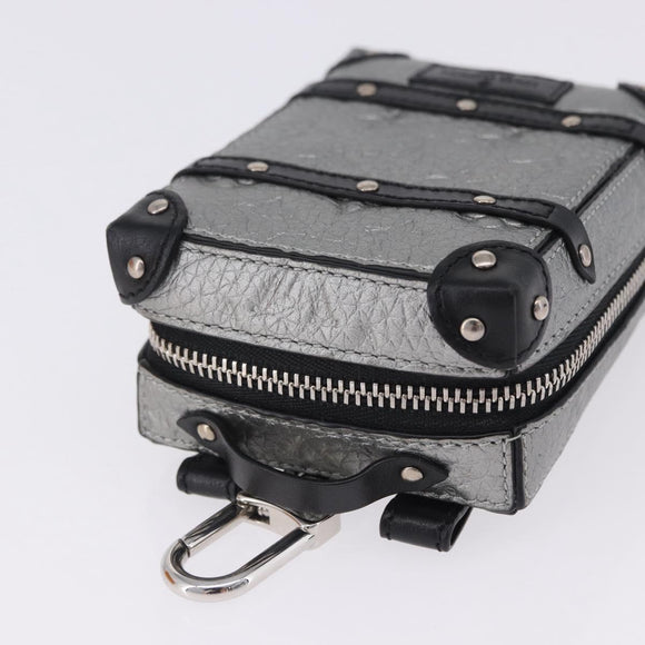 LOUIS VUITTON Monogram BackpackTrunk Charm Silver Black M01392 LV Auth 199063M