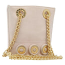 TIFFANY&Co. Chain Shoulder Bag Leather Beige Gold Tone Auth 199065-1