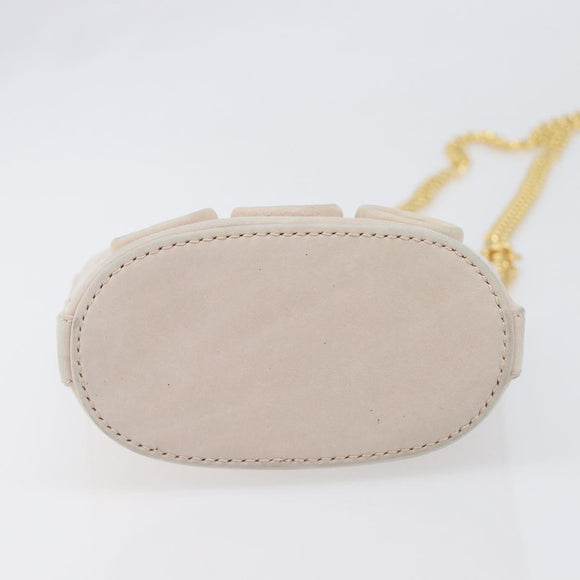 TIFFANY&Co. Chain Shoulder Bag Leather Beige Gold Tone Auth 199065