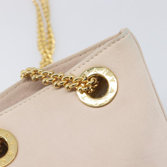 TIFFANY&Co. Chain Shoulder Bag Leather Beige Gold Tone Auth 199065