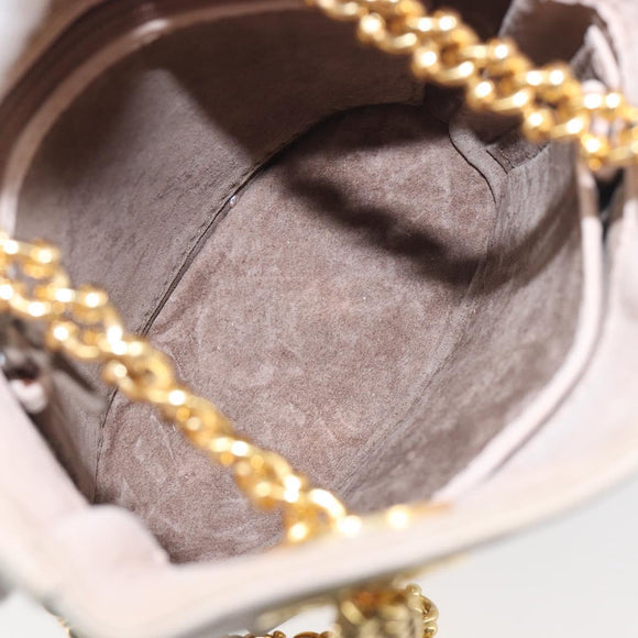 TIFFANY&Co. Chain Shoulder Bag Leather Beige Gold Tone Auth 199065