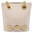 TIFFANY&Co. Chain Shoulder Bag Leather Beige Gold Tone Auth 199065-13