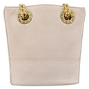 TIFFANY&Co. Chain Shoulder Bag Leather Beige Gold Tone Auth 199065-2