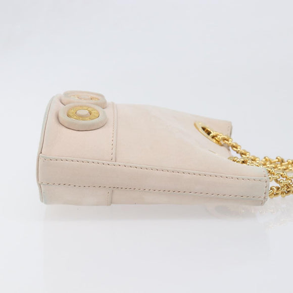 TIFFANY&Co. Chain Shoulder Bag Leather Beige Gold Tone Auth 199065
