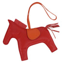 HERMES Rodeo Charm Leather Red Orange Auth 199067M-1