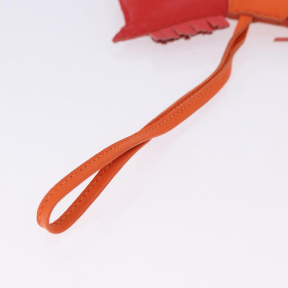 HERMES Rodeo Charm Leather Red Orange Auth 199067M